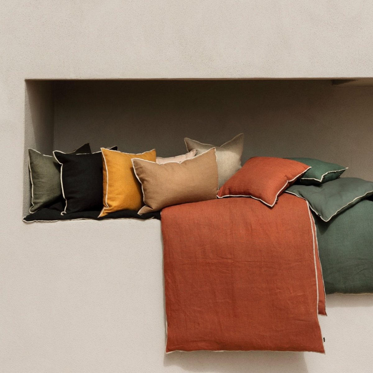 Haomy, Housse de coussin - Seoni Naturel - Carré 45 x 45 cm
