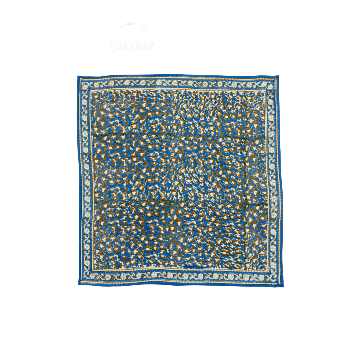 Grand Foulard Indien Bonheur du jour - Léopard Bleu