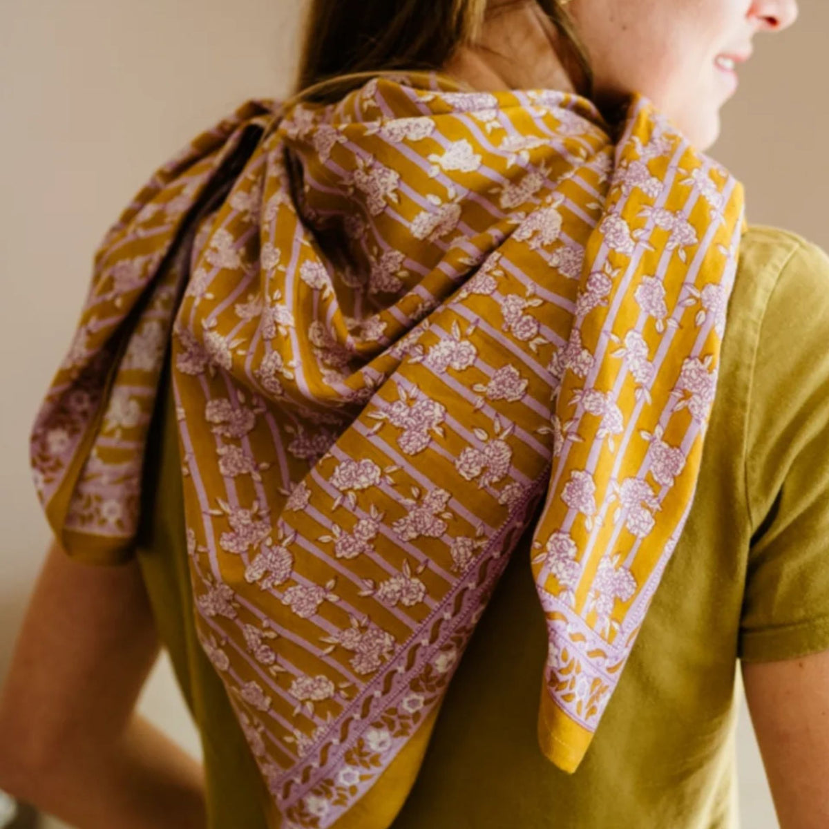 Bindi Atelier, Grand Foulard Indien - Mona Khaki