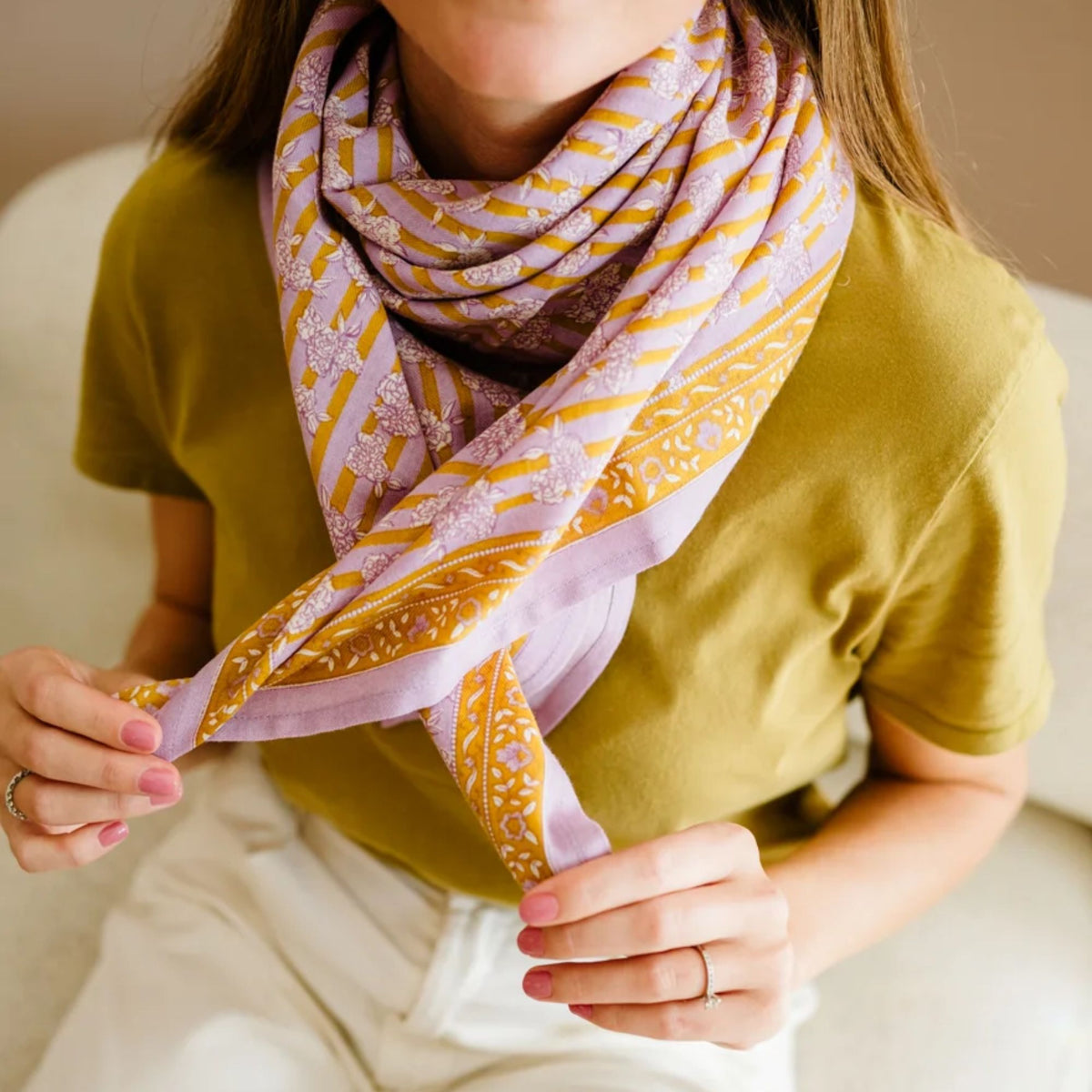 Bindi Atelier, Grand Foulard Indien - Mona Parme