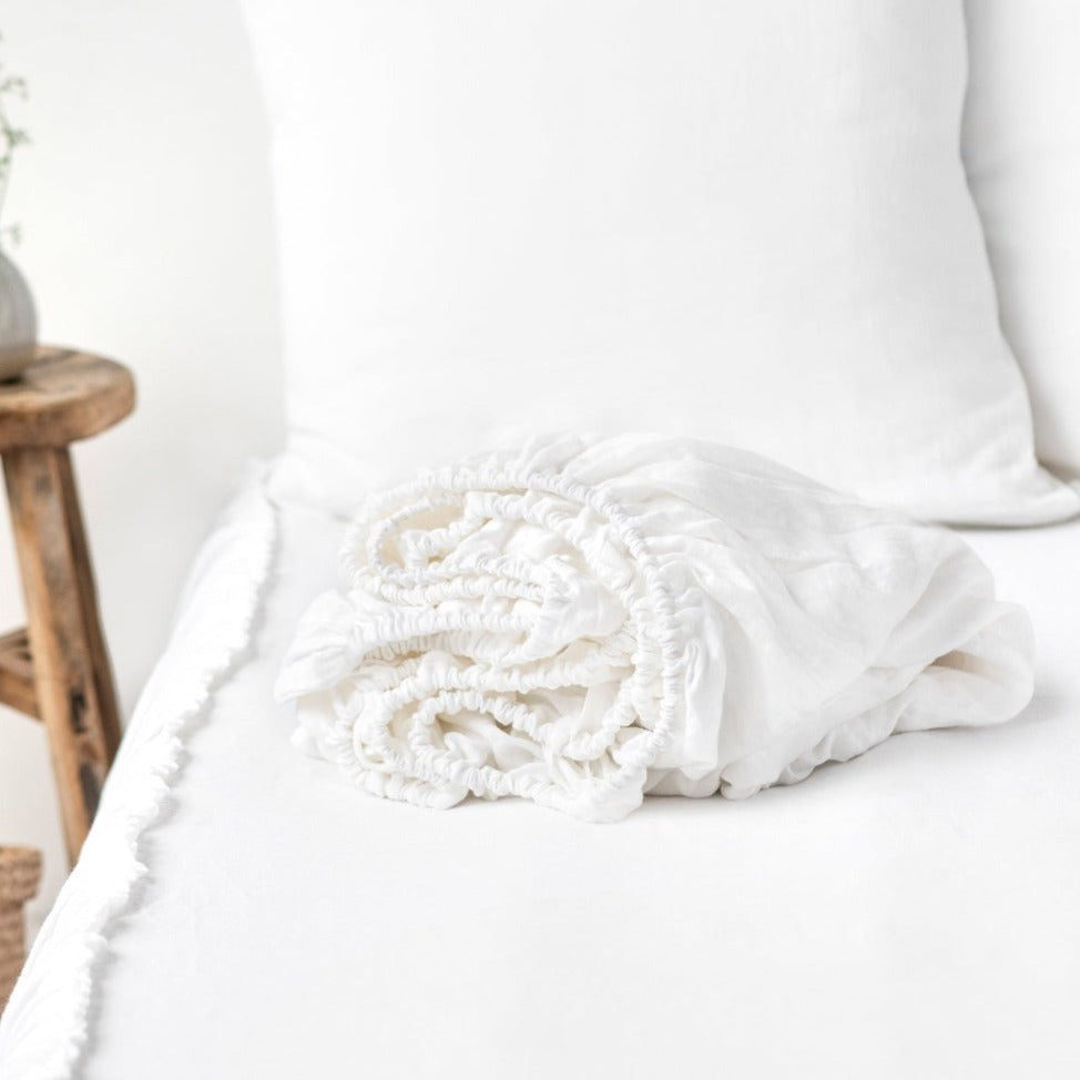 Drap housse en lin Magic Linen - Blanc