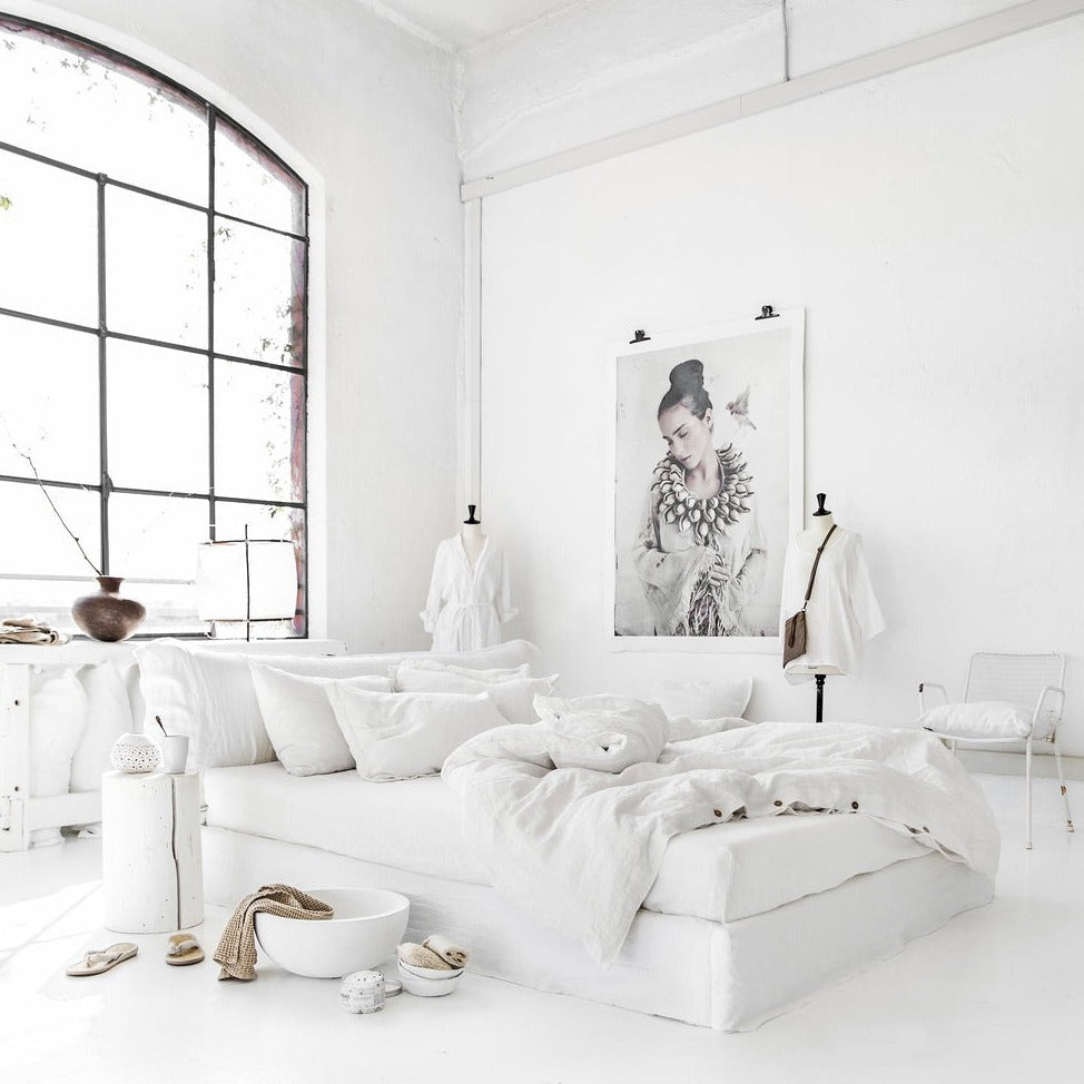 Drap housse en lin Magic Linen - Blanc