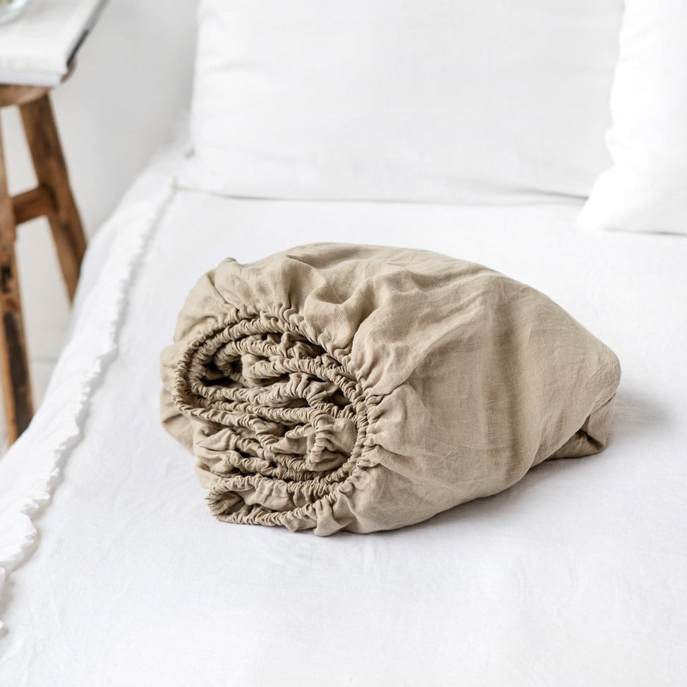 Drap housse en lin Magic Linen - Naturel