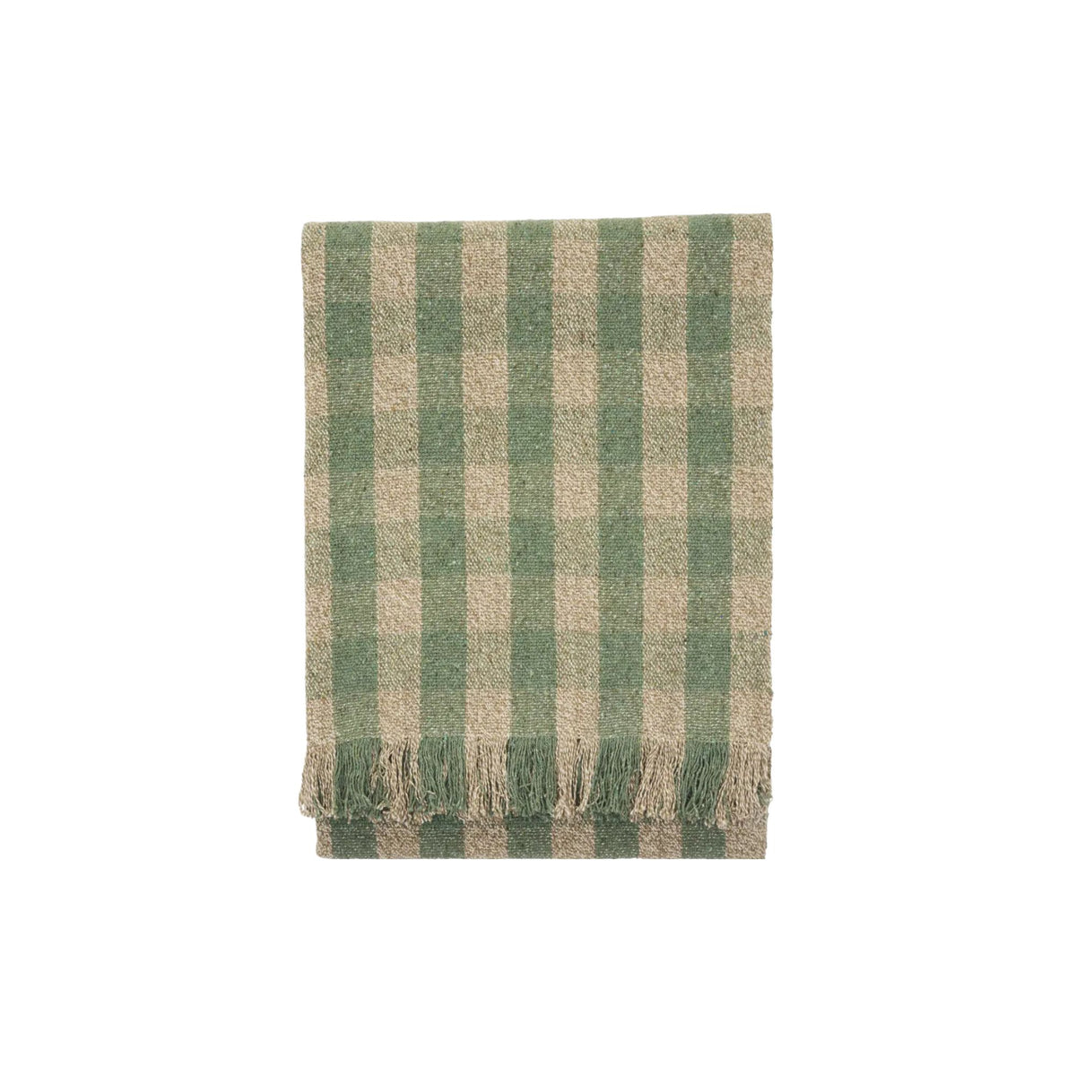 Madam Stoltz, Plaid en coton recyclé - Vichy Vert