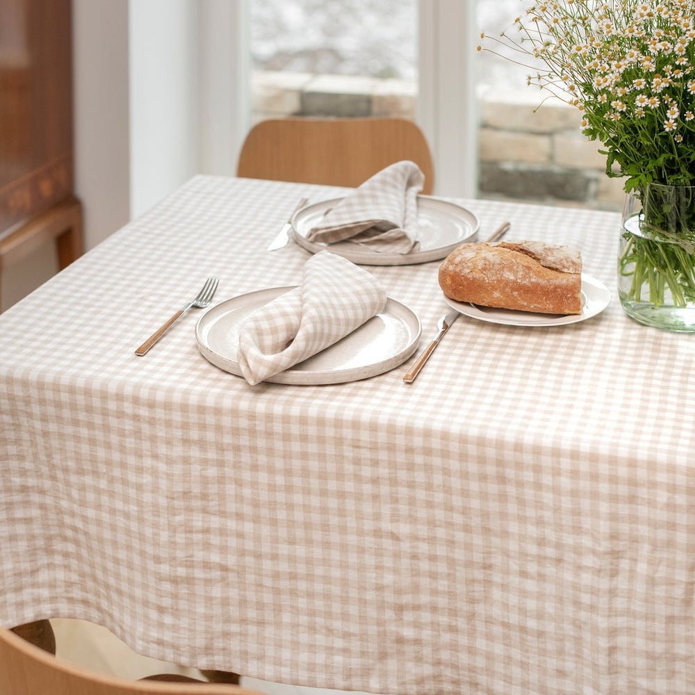 Magic Linen, Nappe en lin 150x250 - Vichy Naturel