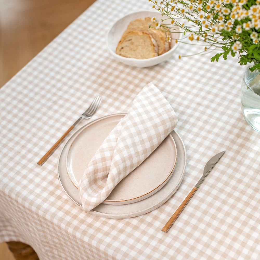 Magic Linen, Nappe en lin 150x250 - Vichy Naturel