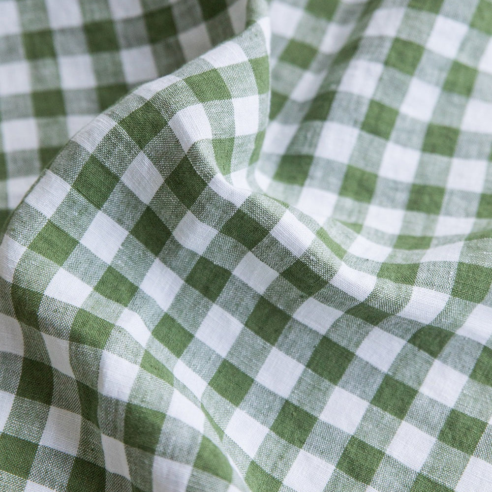 Magic Linen, Nappe ronde en lin - Vichy Forest Green