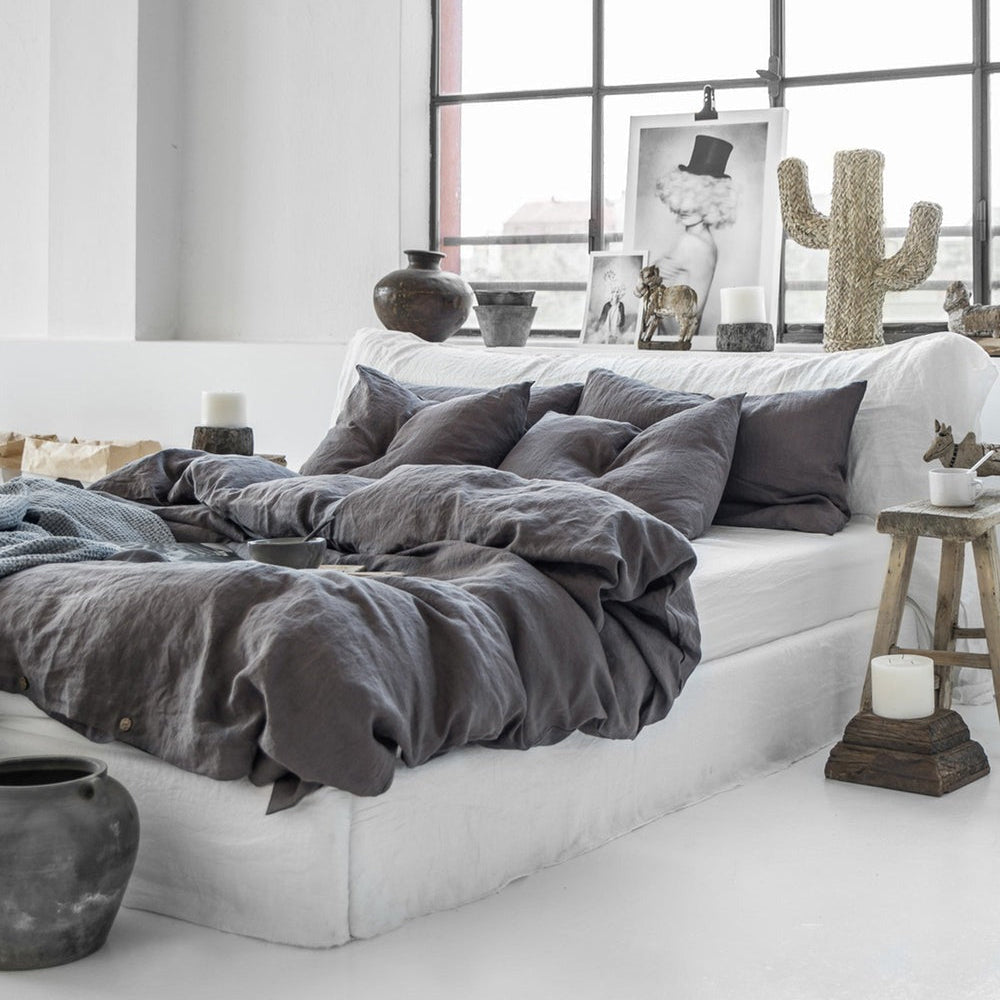 Magic Linen, Taie d'oreiller en lin - Charcoal Gray