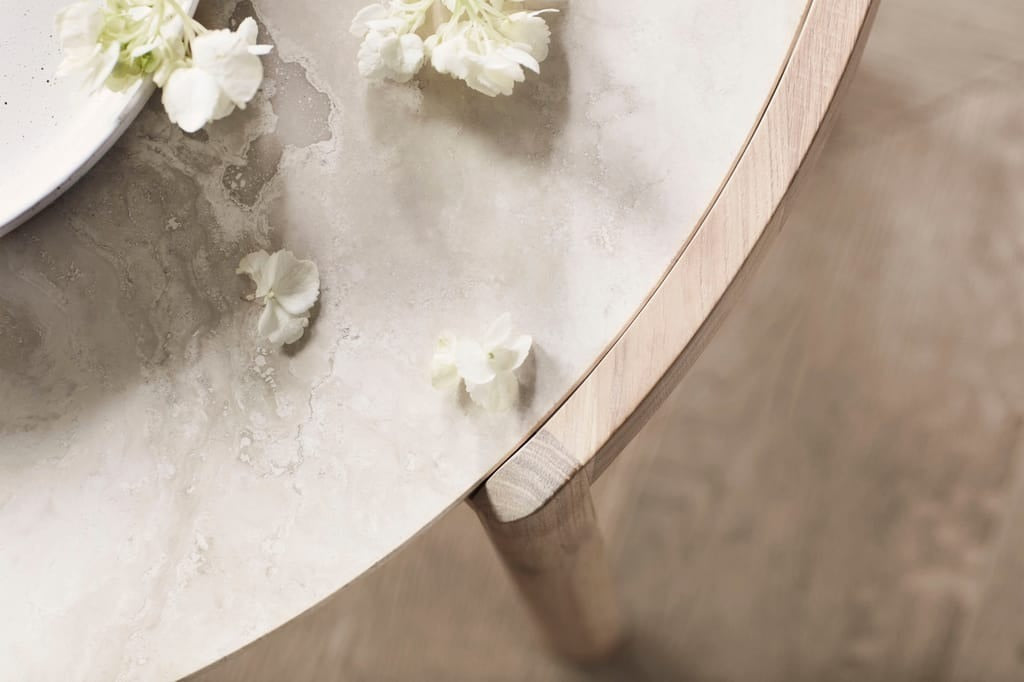 Table basse Bolia MIX - Travertin sable Ø65 cm
