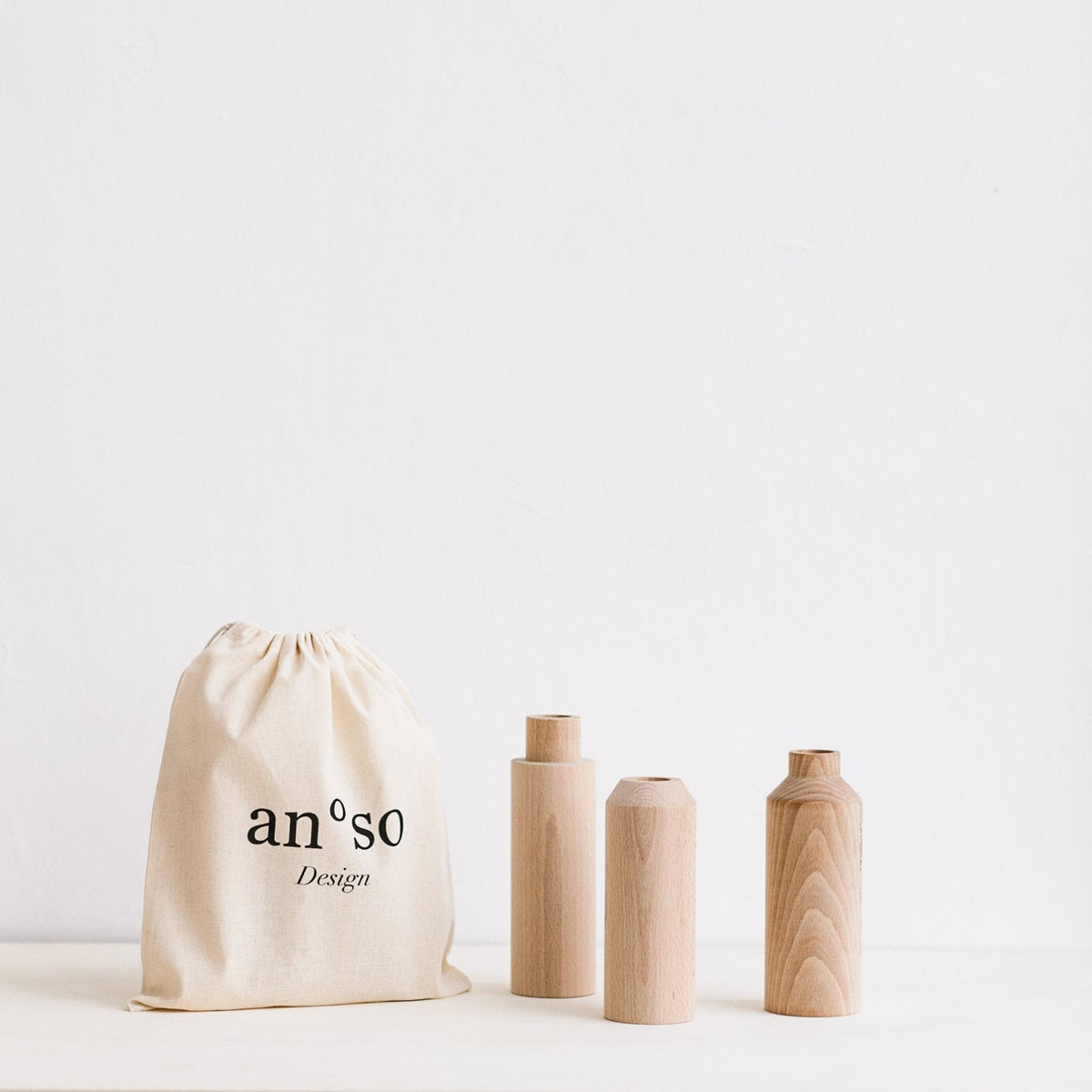Lot de 3 vases en bois de Hêtre Anso Design - La Maison By Nad Yuht