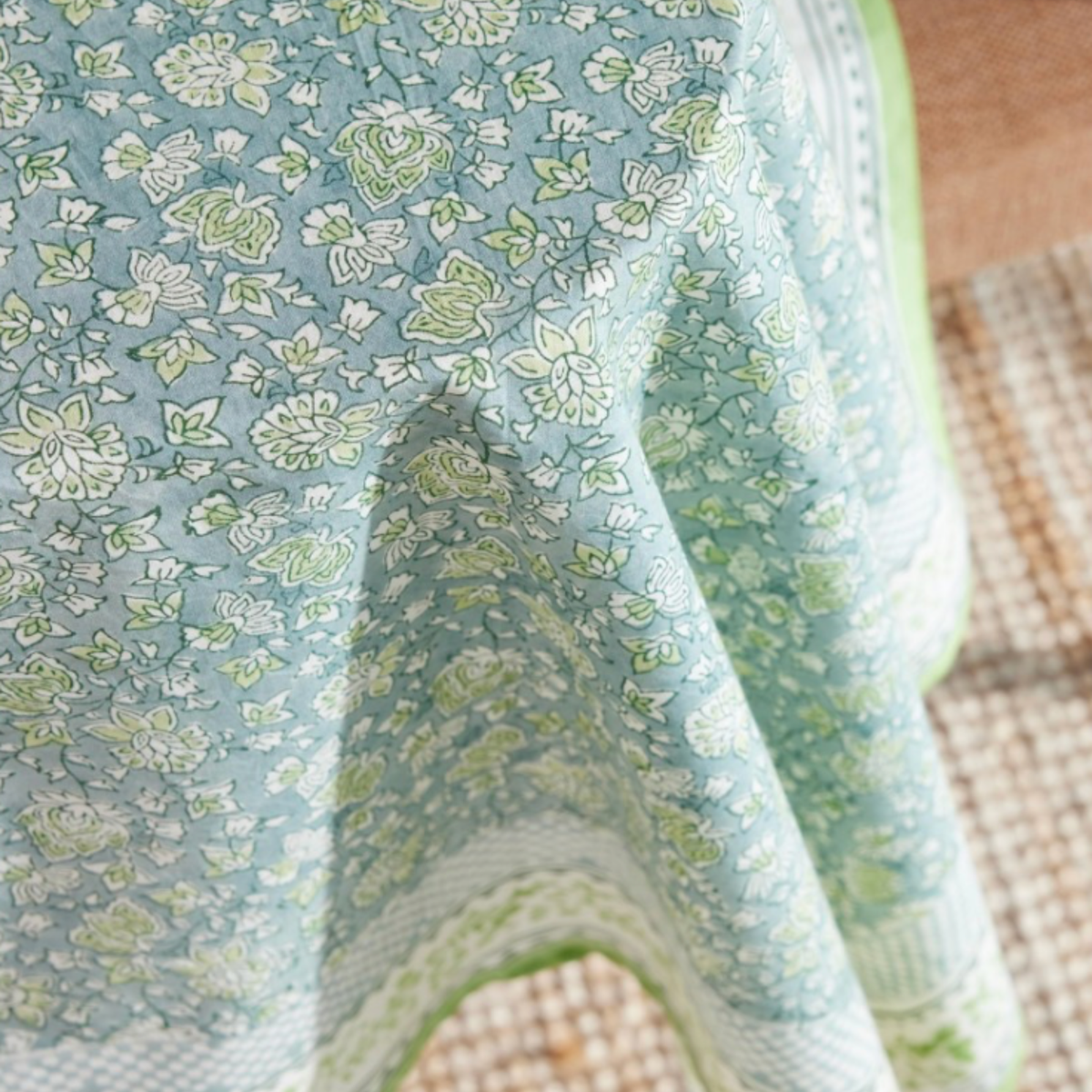 Bonheur du jour, Nappe rectangle 170x250 - Arushi Blue Green
