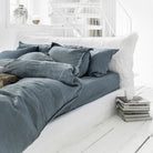 Drap housse en lin Magic Linen - Gray blue
