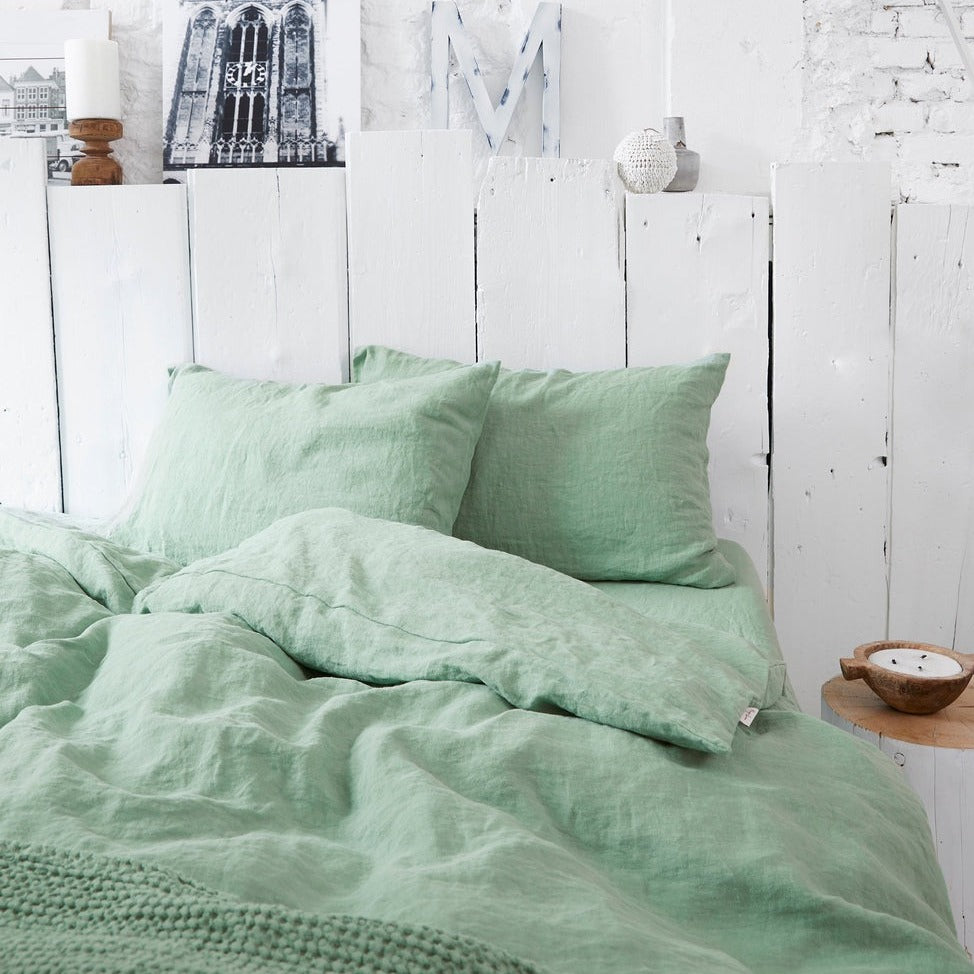 Drap housse en lin Magic Linen -  Matcha green