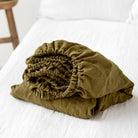 Drap housse en lin Magic Linen -  Olive green