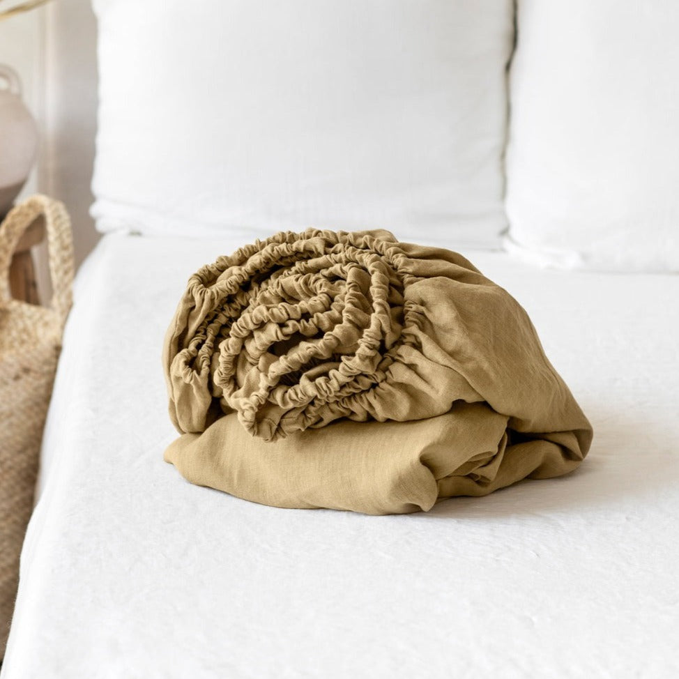 Drap housse en lin Magic Linen -  Sandy beige