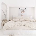 Drap housse en lin Magic Linen - Striped Naturel