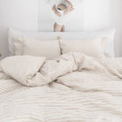 Drap housse en lin Magic Linen - Striped Naturel