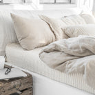Drap housse en lin Magic Linen - Striped Naturel