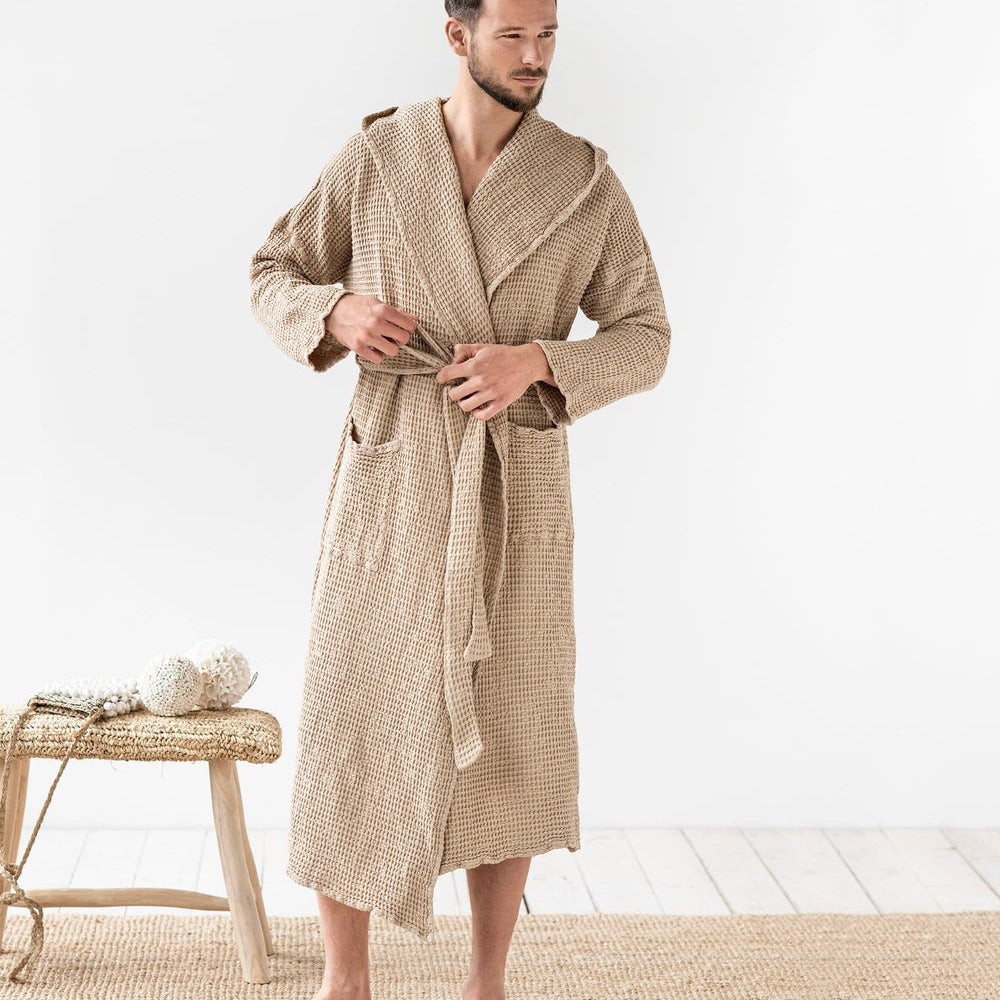 Magic Linen, Peignoir en lin gaufré pour hommes