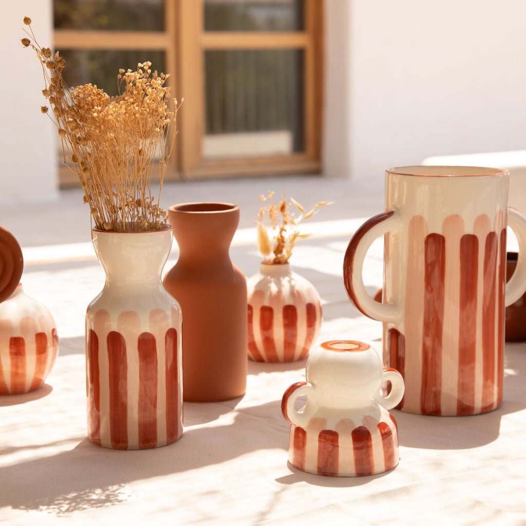 Oustao, Vase totem en céramique - Mediterranea Rayures