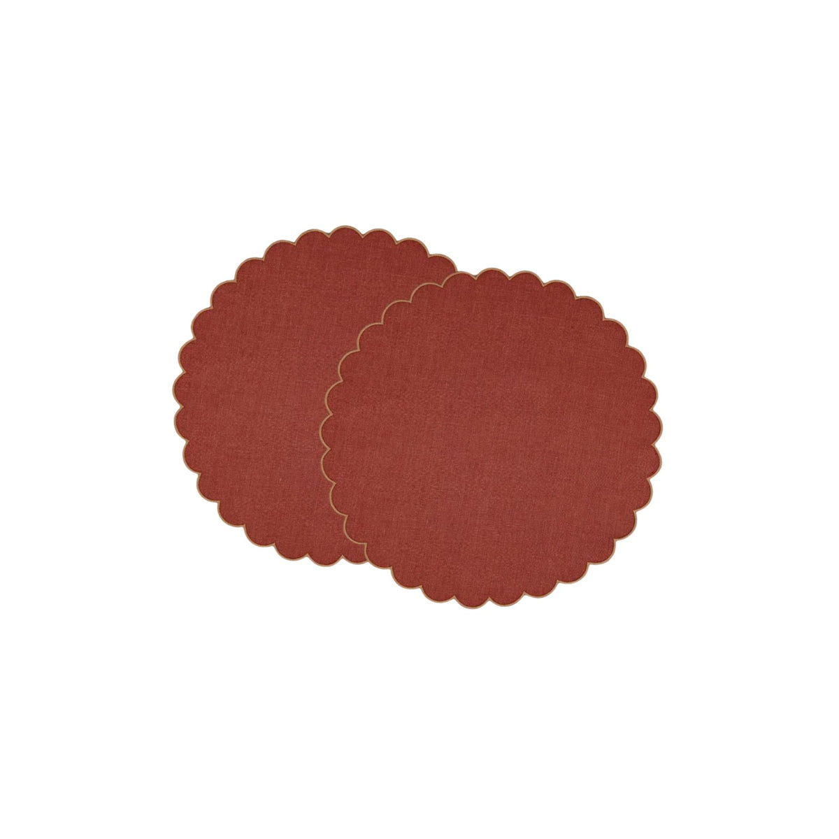 Tomète, Lot de 2 sets de table ronds festonnés en lin - Tomette