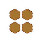 Tomète, Lot de 4 dessous de verre festonnés en lin - Ocre jaune & Tomette
