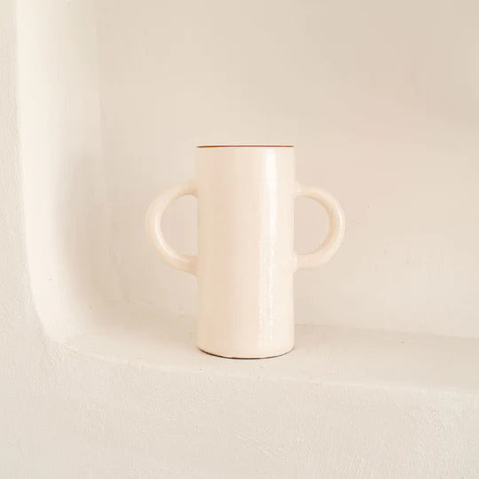 Vase avec anses en céramique Oustao - Mediterranea Uni blanc